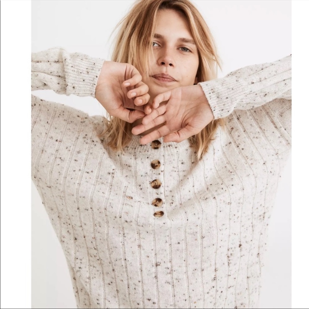 Madewell Donegal Bowden Henley Sweater in Coziest Yarn Size S